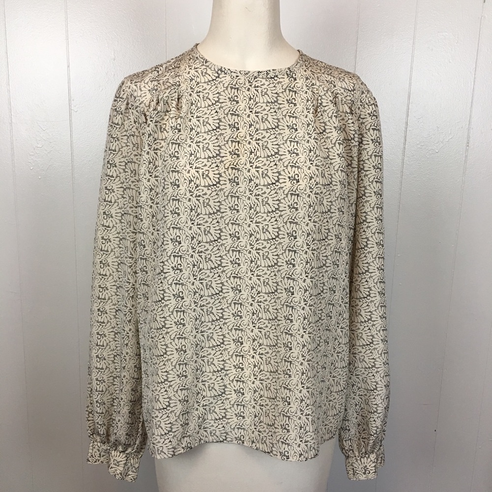 Kiari Black & Cream Patterned Blouse Sz. 6